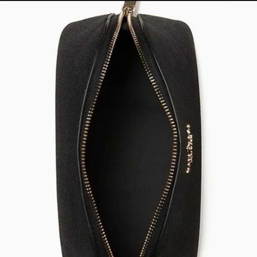Kate Spade Black Glitter Small Cosmetic Bag